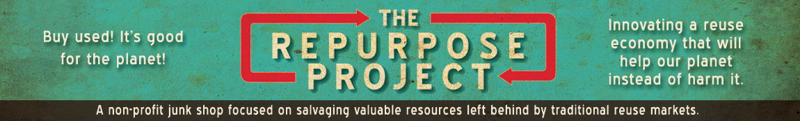 The Repurpose Project Logo - a creative reuse center architectural salvage junk shop with a mission of reinventing the reuse industry to build a robust circular economy model to help the planet